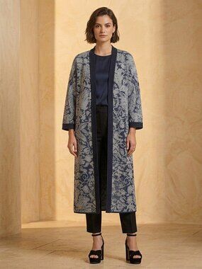 Peruvian Connection duster Size XS Floral Patterned Open Cardigan/Duster